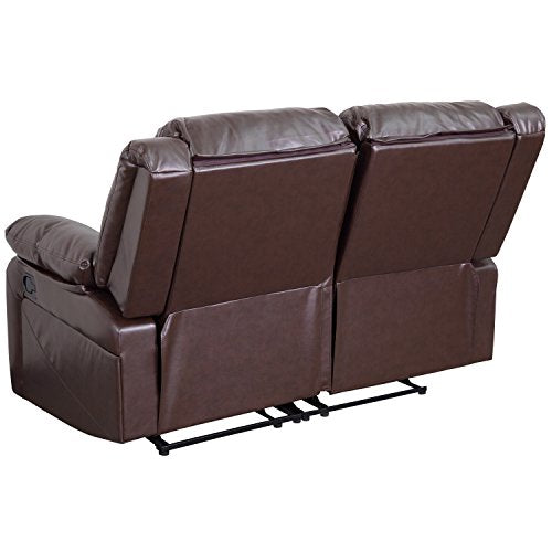 Flash Furniture Harmony Series Brown Leather Loveseat with Two Built-In Recliners