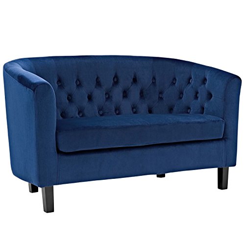 Modway Prospect Velvet Upholstered Contemporary Modern Loveseat In Navy