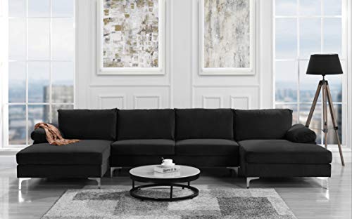 Sofamania Modern Sectional, Large, Black