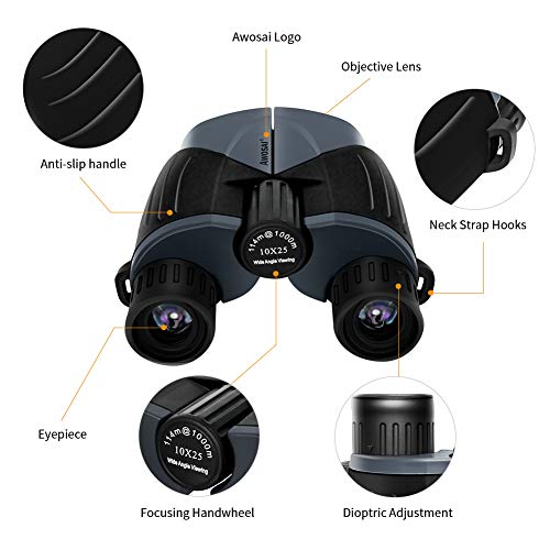 10x25 Compact Binoculars for Adults and Kids, Small Mini Pocket Folding Binoculars with Low Light Night Vision, BAK4 Prism FMC Lens, Great for Bird Watching, Outdoor Hunting, Sports and Concert