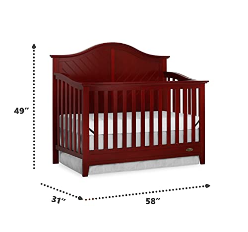 Dream On Me Ella 5-in-1 Convertible Crib in Cherry, Greenguard Gold Certified