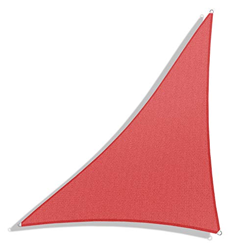 Windscreen4less 19' x 19' x 26.9' Sun Shade Sail Triangle Canopy in Bright red with Commercial Grade Customized Size