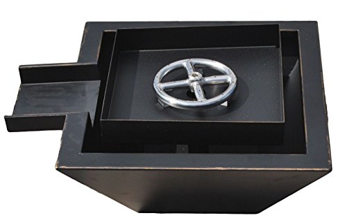 18" 24" Stainless Steel or Rustic Black Square Fire Pit Bowl Pot w/Waterfall Column (24" Fire Pit w/Waterfall, Rustic Black)