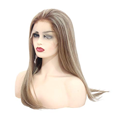 Lace Front Wig 20 Inch #6 Ash Brown Highlighted with Colored #613 Blonde Real Human Hair Wigs Pre Plucked Silky Straight Lace Frontal Wig