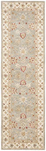 Safavieh Antiquities Collection AT822A Handmade Traditional Oriental Grey Blue and Beige Wool Runner (2'6" x 18')