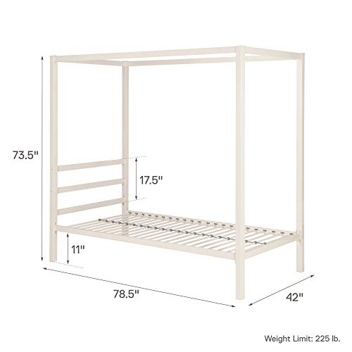 DHP Modern Metal Canopy Bed, Twin, White