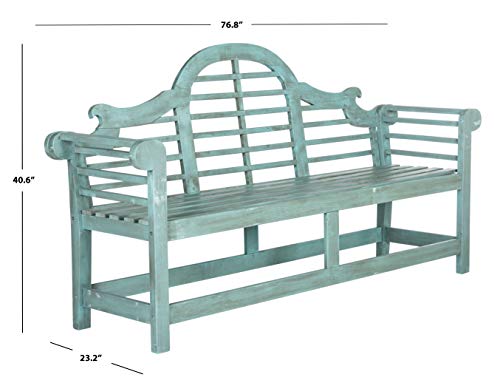 Safavieh Outdoor Collection Khara Bench, Beach House Blue