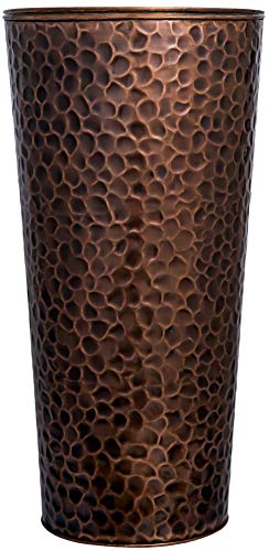 Large Outdoor Planters H Potter Tall Planter with Tray Indoor Copper Flower Pots Decorative Weather Resistant Garden Urn Deck Patio Plants Herbs Flowers Entryway Hallway Porch