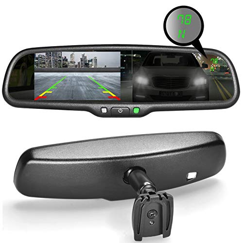 Master Tailgaters OEM Rear View Mirror with Ultra Bright 4.3" Auto Adjusting Brightness LCD + Auto Dimming Mirror + Compass & Temperature - Universal Fit (Complete Replacement)