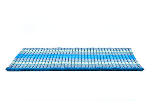 LEEWADEE Rollable Floor Mat L – Comfortable and Rollable Thai Mattress, Soft Massage Mat Filled with Eco-Friendly Kapok, Perfect to Use as a Sleeping Mat 75 x 41 inches, Light Blue