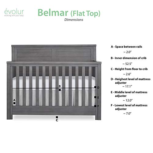 Evolur Belmar Flat 5 in 1 Convertible Crib