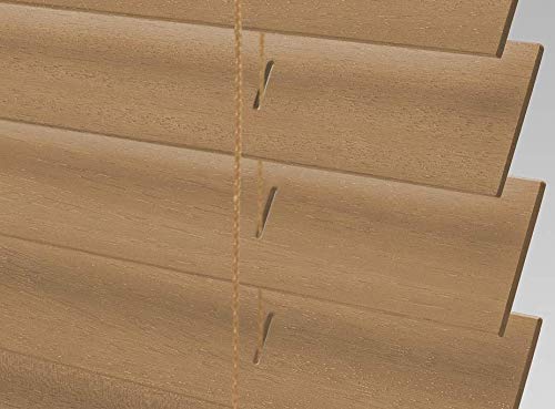 Luxr Blinds Custom-Made Real Wood Horizontal Window Blinds with Easy Inside Mount - 30.5" x 72" - 2" Wooden Slats - Premium Quality Basswood - Warm Cherry