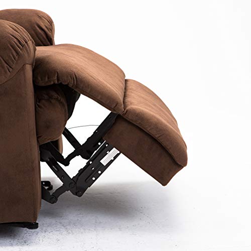 Bonzy Home Overstuffed Fabric Recliner Chair Heavy Duty Manual Recliner Home Theater Seating  Dark Brown