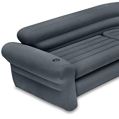 Intex Inflatable Indoor Corner Couch Sectional with Cupholders, Gray