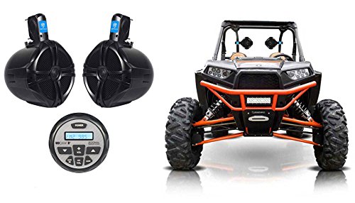 (2) Rockville 8" 300w Tower Speakers+Bluetooth Receiver for Polaris RZR/ATV/UTV