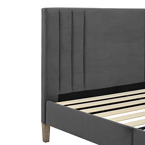 Classic Brands Chicago Modern Tufted Upholstered Platform Bed | Headboard and Wood Frame with Wood Slat Support, King, Antonio Mid Night