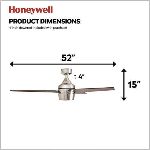 Honeywell Ceiling Fans 50604-01 Eamon Ceiling Fan, 52", Brushed Nickel