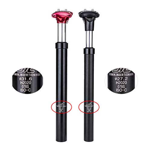 #N/A Anti-Rust Bike Suspension Seatpost Shock Absorber Damper Seat Post 27.2 30.9 31.6 mm Mountain Road Bicycle Saddle Pole Support Pipe - Black Red 31.6mm