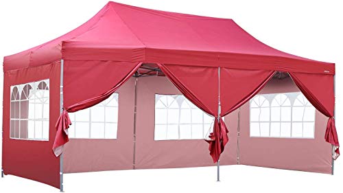 10x20 ft EZ Instant Pop up Canopy Carport,Party Tent Folding Heavy Duty Gazebo with Removable Sidewalls and Wheeled Bag Waterproof