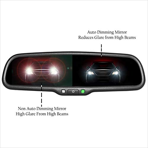 Master Tailgaters OEM Rear View Mirror with Ultra Bright 4.3" Auto Adjusting Brightness LCD + Auto Dimming Mirror + Compass & Temperature - Universal Fit (Complete Replacement)