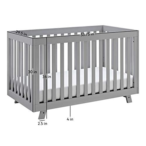 Storkcraft Beckett 3-in-1 Convertible Crib Pebble Gray, Fixed Side Crib, Solid Pine and Wood Product Construction, Converts to Toddler Bed Day Bed or Full Bed (Mattress Not Included)