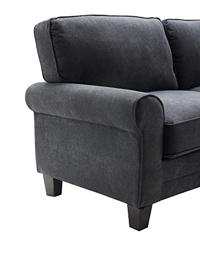 Serta Copenhagen Sofa Couch for Two People, Pillowed Back Cushions and Rounded Arms, Durable Modern Upholstered Fabric, 61" Loveseat, Charcoal