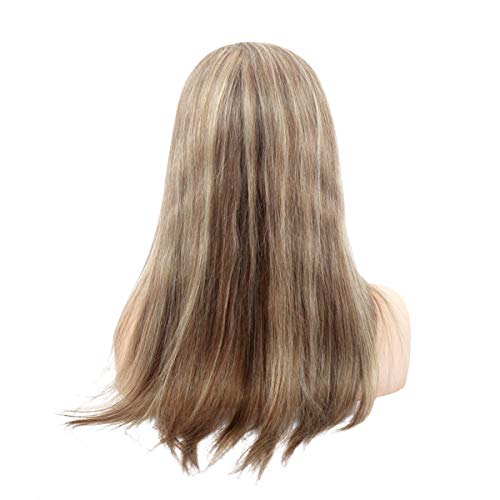 Lace Front Wig 20 Inch #6 Ash Brown Highlighted with Colored #613 Blonde Real Human Hair Wigs Pre Plucked Silky Straight Lace Frontal Wig