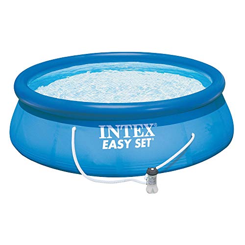 Intex Above Ground Swimming Pool, Ladder with Pump and 15’ Pool Debris Cover