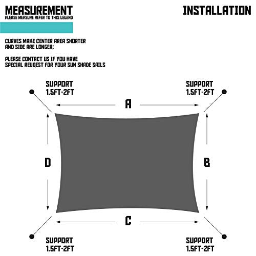 TANG Sunshades Depot 9' x 20' Solid Turquoise Green Sun Shade Sail, Rectangle Permeable Canopy CustomSize Available Commercial Standard 180 GSM HDPE