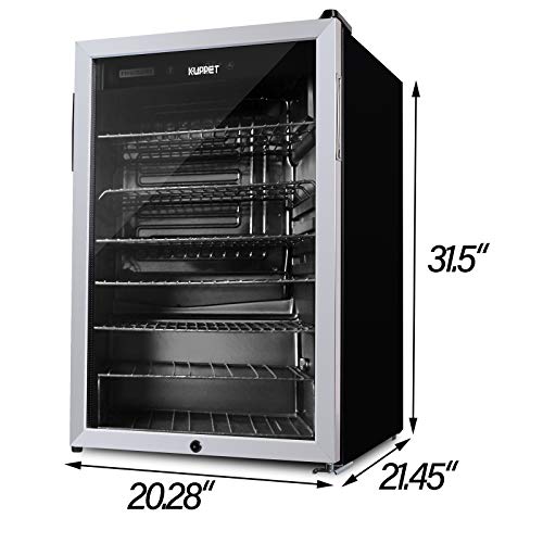KUPPET 150-Can Beverage Cooler and Refrigerator, Small Mini Fridge for Home, Office or Bar with Glass Door and Adjustable Removable Shelves，Perfect for Soda Beer or Wine, Stainless Steel, 4.5 Cu.Ft.