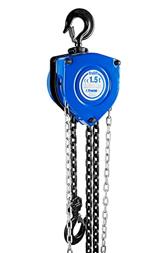 tralift Heavy Duty Manual Chain Hoist 1.5 ton (3000 lbs) for Construction, Workshops, Garages