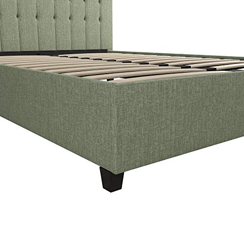 DHP Emily, Light Green Linen, Full Frame Upholstered Beds,