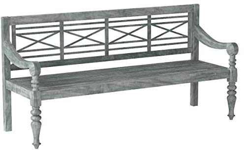 Safavieh Patio Collection Martin Adirondack Acacia Wood Bench, Ash Grey