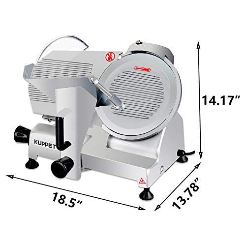 KUPPET Meat Slicer Electric Deli Removable 8'' Stainless Steel Blade & Food Carriage Adjustable Thickness Commercial Machine