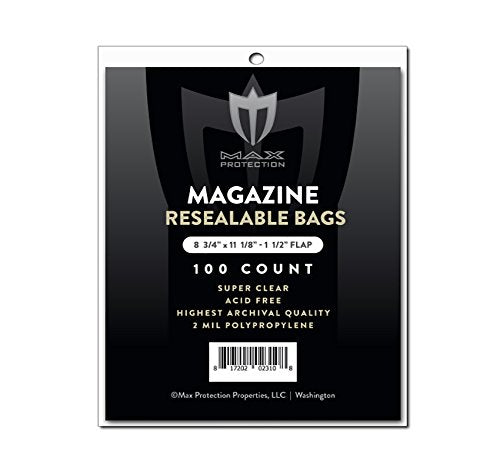 100ct Max Pro Ultra Premium Resealable Magazine Bags - 8-3/4 x 11-1/8 - Acid Free (100)