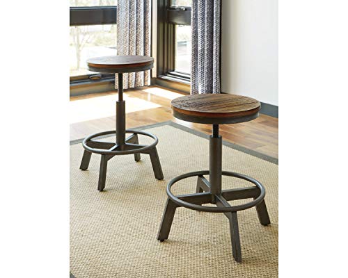 Signature Design by Ashley Torjin Industrial Adjustable Height Barstool, 2 Count, Brown