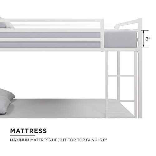 DHP Miles Metal Bunk Bed, White, Full over Full