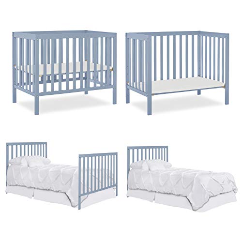 Dream On Me, Edgewood 4-in-1 Convertible Mini Crib, Dusty Blue