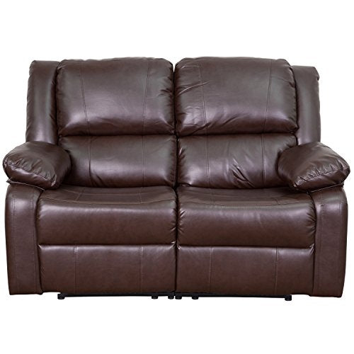 Flash Furniture Harmony Series Brown Leather Loveseat with Two Built-In Recliners