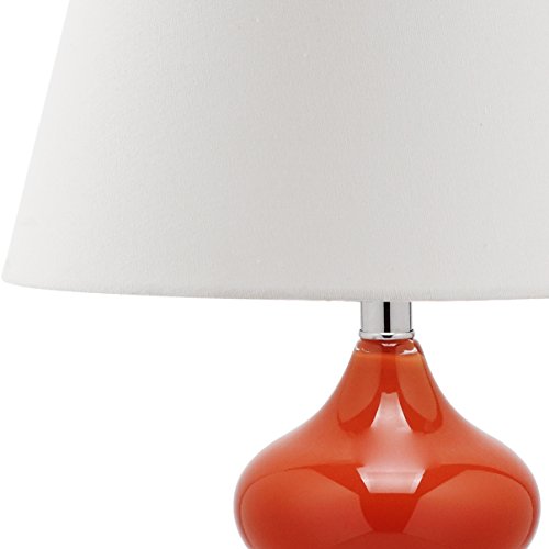 Safavieh Lighting Collection Eva Blood Orange Double Gourd Glass 24-inch Bedroom Living Room Home Office Desk Nightstand Table Lamp (Set of 2) - LED Bulbs Included