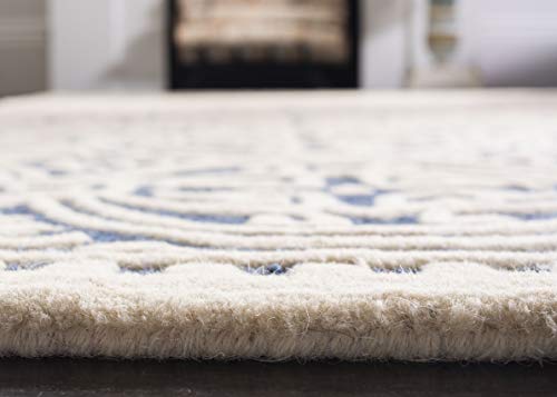 Safavieh Cambridge Collection CAM123G Handmade Moroccan Wool Runner, 2'6" x 18', Navy Blue/Ivory