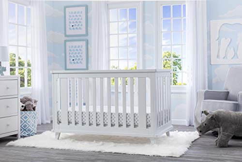 Delta Children Ava 3-in-1 Convertible Crib, White/Black Espresso with Twinkle Stars Crib & Toddler Mattress