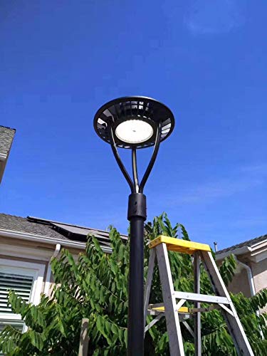 Led Post Top Light 80W DLC/ETL Listed 11,200Lm 5000K Daylight IP65 Waterproof LED Post Top Outdoor Circular Area Pole Light [350W Equivalent] for Garden Yard Street Lighting