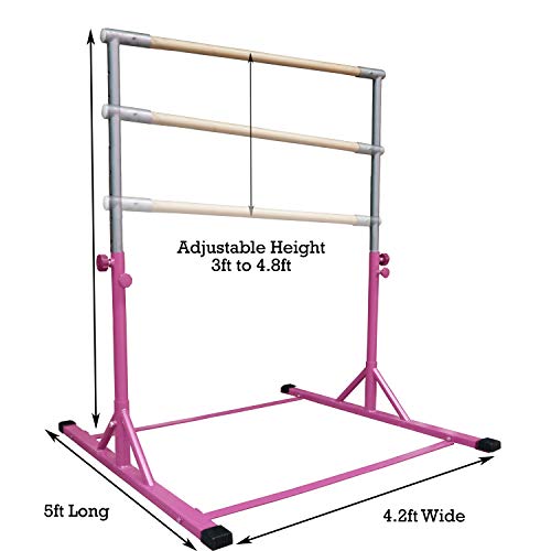 Z ATHLETIC Kip Bar, Gym Mat and Attachable Beam for Gymnastics (4ft x 6ft x 2in, Pink)