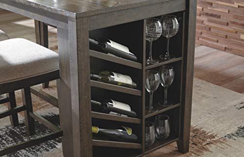 Signature Design By Ashley - Rokane Rectangular Dining Room Counter Table w/Storage - Casual Style - Brown