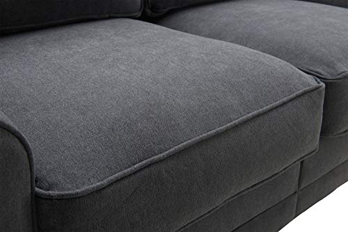 Serta Copenhagen Sofa Couch for Two People, Pillowed Back Cushions and Rounded Arms, Durable Modern Upholstered Fabric, 61" Loveseat, Charcoal