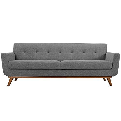 Modway Engage Mid-Century Modern Upholstered Fabric Sofa In Expectation Gray