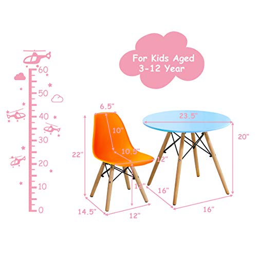 Costzon Kids Table and Chair Set, Kids Mid Century Modern Style Table Set for Toddler Children 5-Piece Set