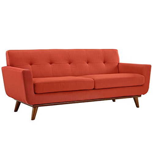 Modway Engage Mid-Century Modern Upholstered Fabric Loveseat In Atomic Red