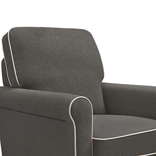 DaVinci Maya Upholstered Swivel Glider and Ottoman, Dark Grey with Cream Piping